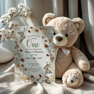 Boho Rustic Wildflower Floral Baby Birthday Invitation