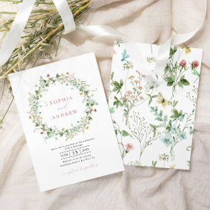 Boho Rustic Wildflowers Wedding Invitation