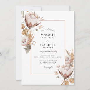 Boho Rustic Wildflowers Wedding Invitation