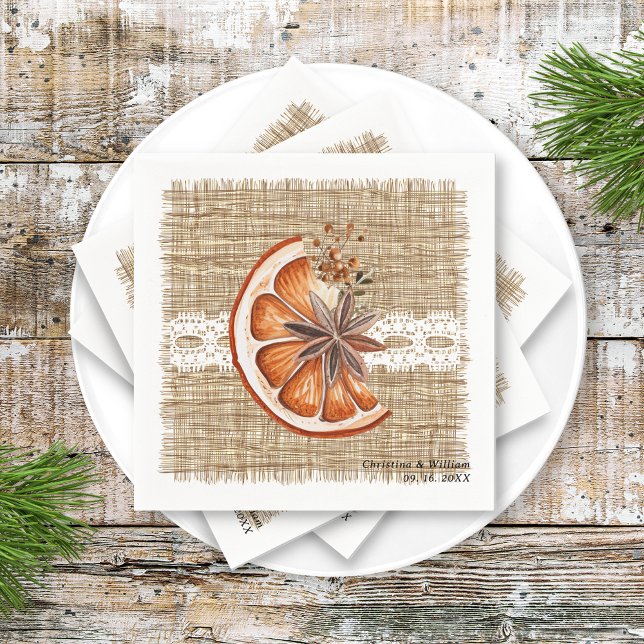 Boho Rustic Winter Holiday Botanical Wedding Napkin (Creator Uploaded)