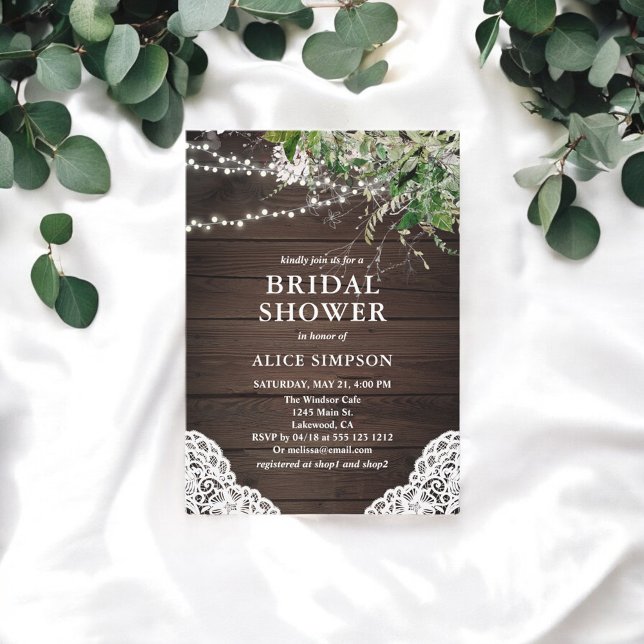 Boho Rustic Wood Greenery Bridal Shower Invitation (Creator Uploaded)