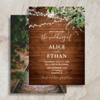 Boho Rustic Wood Greenery Wedding Invitation