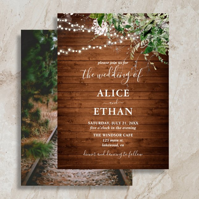 Boho Rustic Wood Greenery Wedding Invitation (Creator Uploaded)