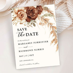 Boho Rusty Terracotta Rustic Floral Save the Date Invitation