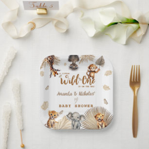 Boho Safari Animal Wild One Baby Shower  Paper Plate