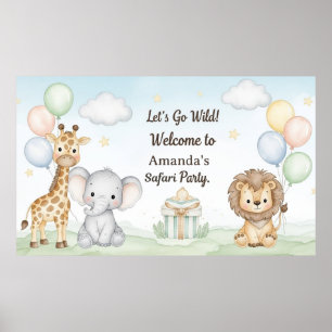 Boho Safari Animals 1st Birthday Paper Poster