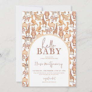Boho Safari Animals Arch Jungle Baby Shower Invitation