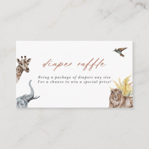 Boho Safari Animals Baby Shower Diaper Raffle Enclosure Card