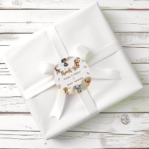 Boho Safari Animals Baby Shower Thank You Classic Round Sticker