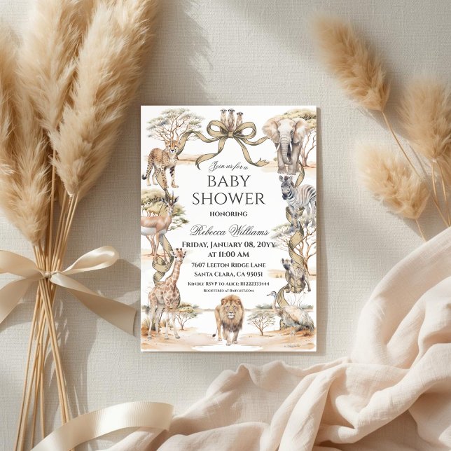 Boho Safari Animals Gender Neutral Baby Shower Invitation (Creator Uploaded)