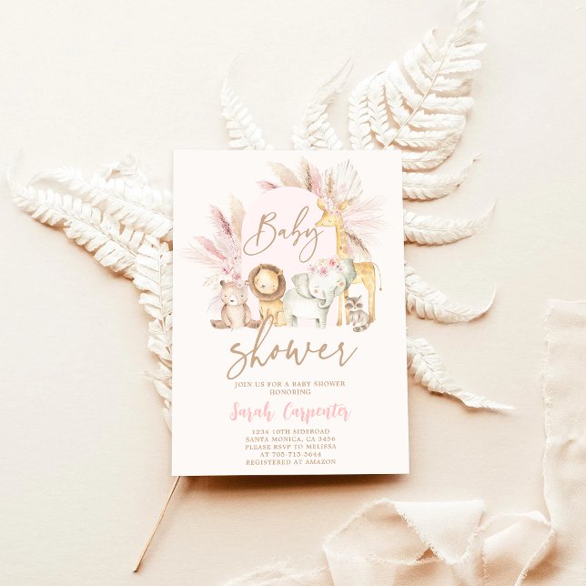 Boho Safari Baby Shower Girl Invitation (Creator Uploaded)
