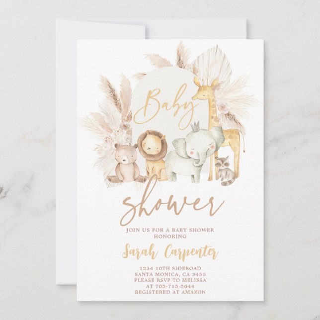 Boho Safari Baby Shower Invitation (Front)