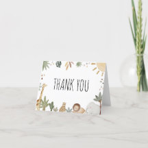 Boho Safari Baby Shower Thank You Card