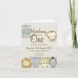 Boho Safari Birthday Folded Invitation