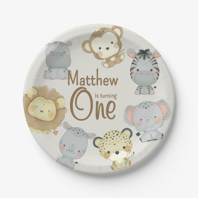 Boho Safari Birthday Paper Plate (Front)