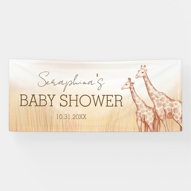 Boho Safari Giraffe Baby Shower Banner (Horizontal)
