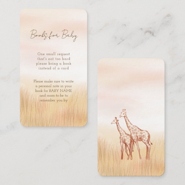 Boho Safari Giraffe Baby Shower Book Request Enclosure Card (Front/Back)