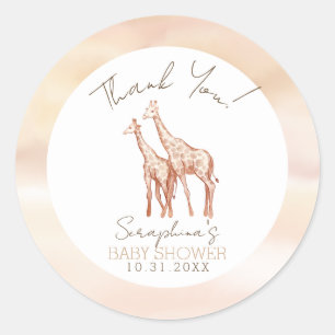 Boho Safari Giraffe Baby Shower Classic Round Sticker