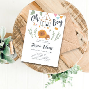 Boho Safari Lion Baby Boy Baby Shower Invitation