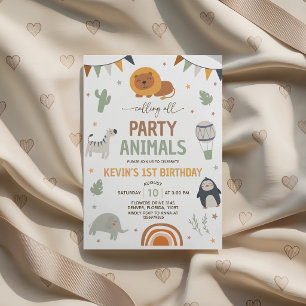 Boho Safari Party Animals Birthday Invite