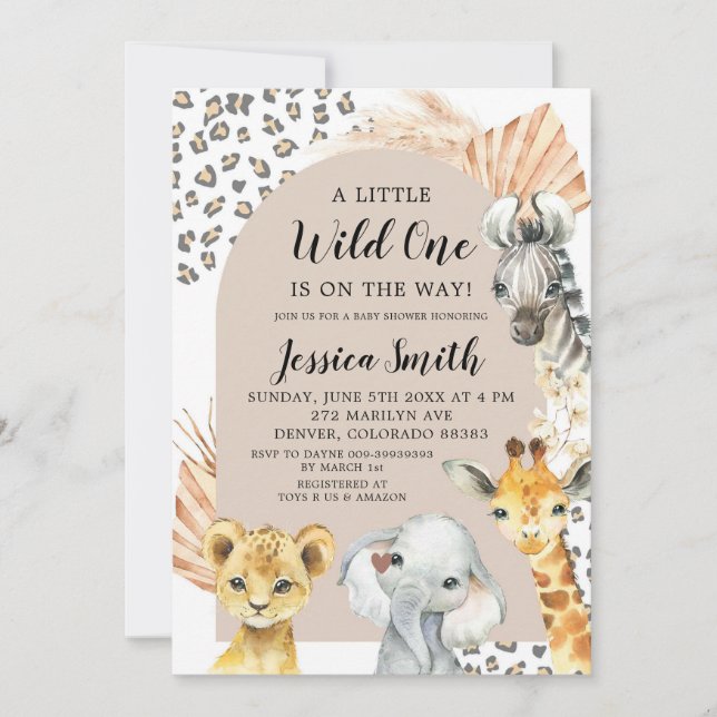 Boho Safari Party Animals Boy Baby Shower Invitation (Front)