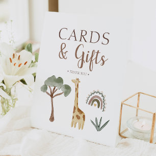 Boho Safari Watercolor Baby Shower Cards & Gifts Pedestal Sign