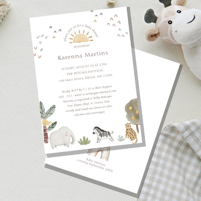 Boho Safari Watercolor Gender Neutral Baby Shower Invitation (Creator Uploaded)