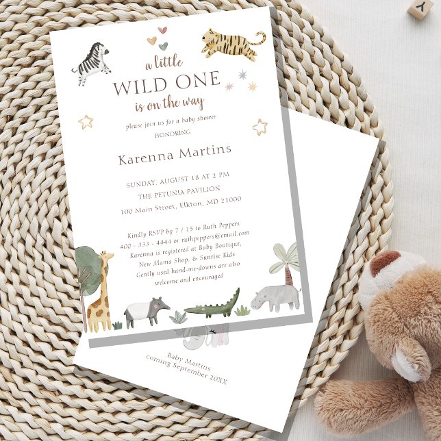 Boho Safari Watercolor Little Wild One Baby Shower Invitation (Creator Uploaded)