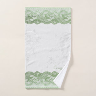 Boho Sage Faux Lace Personalised Hand Towel