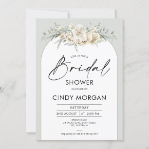 Boho Sage Floral Arch Bridal Shower Invitation
