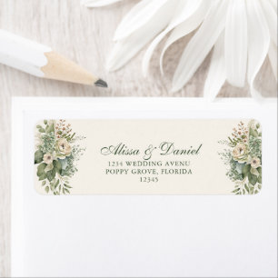 Boho Sage Green and Ivory Flowers Wedding Address