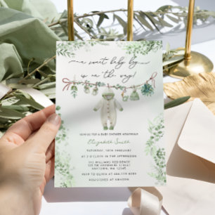Boho Sage Green Baby Boy Clothes Baby Shower Invitation