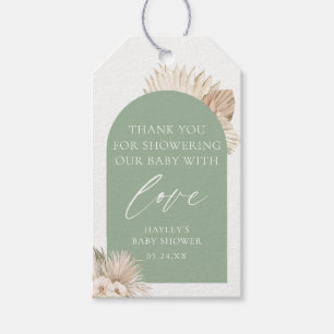 Boho Sage Green Baby Shower Thank You Favour Gift Tags