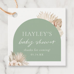 Boho Sage Green Baby Shower Thank You Favour Tags