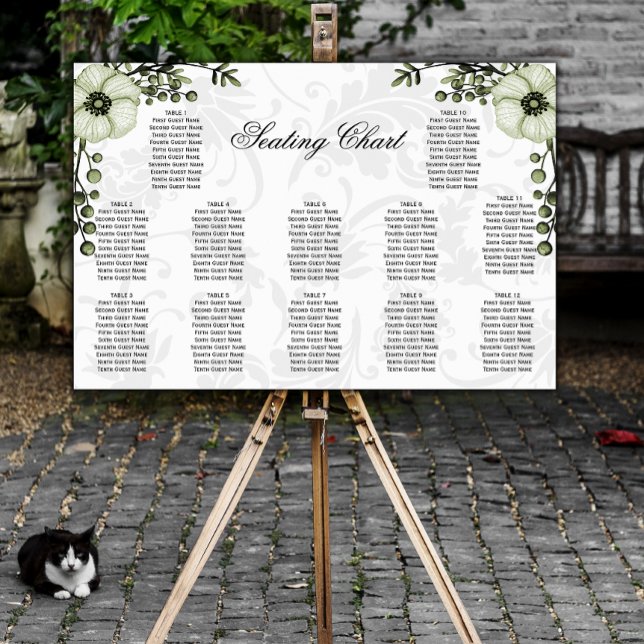 Boho Sage Green Berries Floral Damask Wedding  Poster (Creator Uploaded)