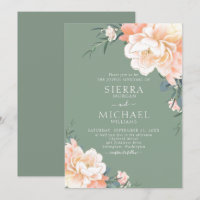 Boho Sage Green Blush Peach Cream Floral Wedding