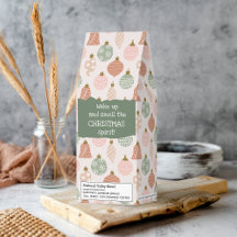 Boho sage green blush pink christmas ornaments