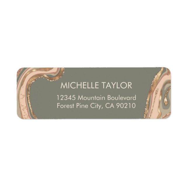 Boho Sage Green Bohemian agate marble Label (Front)