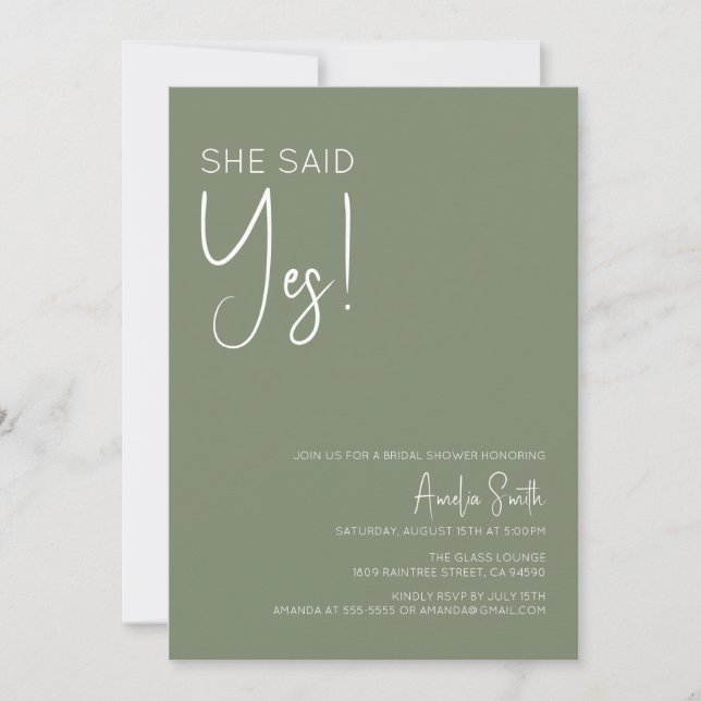 Boho Sage Green Bridal Shower Invitation (Front)