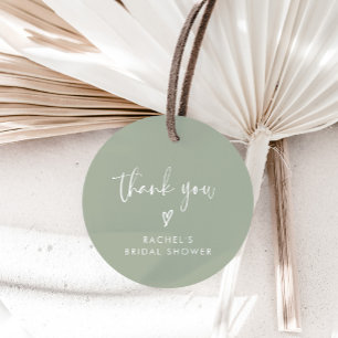 Boho Sage Green Bridal Shower Thank You Favour Tags