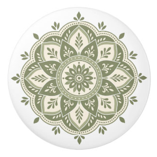 Boho Sage Green Ceramic Knob