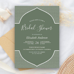 Boho Sage Green Ethnic Indian Arch Bridal Shower Invitation