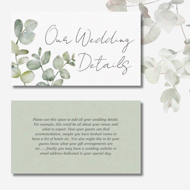 Boho Sage Green Eucalyptus Wedding Details Enclosure Card (Creator Uploaded)