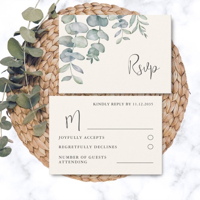Boho Sage Green Eucalyptus Wedding RSVP (Creator Uploaded)