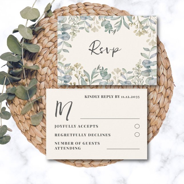 Boho Sage Green Eucalyptus Wedding RSVP Card (Creator Uploaded)