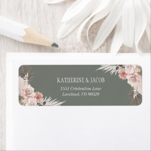 Boho Sage Green Floral Wedding Return Address