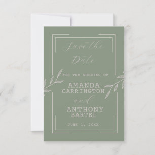 Boho Sage Green Foilage Wedding Invitation