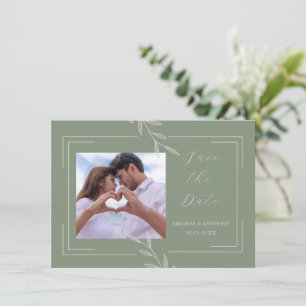 Boho Sage Green Foilage Wedding Save the Date Thank You Card