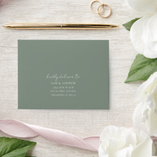 Boho Sage Green Ginkgo RSVP Wedding Envelope