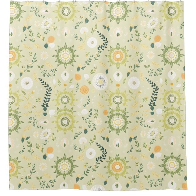 Boho Sage Green Mandala Shower Curtain (Front)